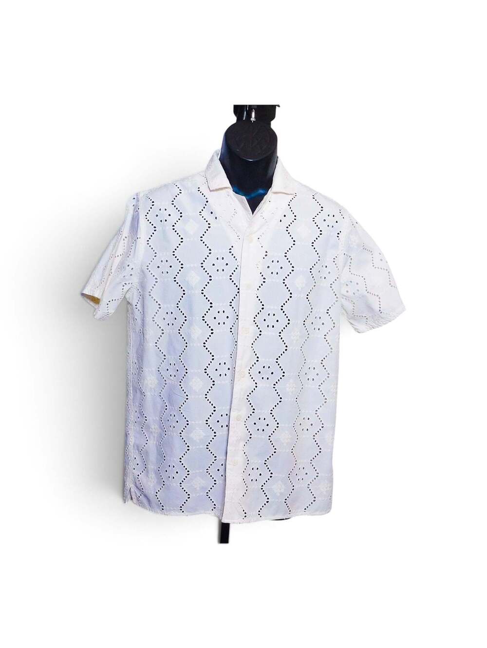 Hollister California Eyelet Cutwork Button-Up Shirt S White
